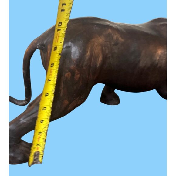 Vtg 21" Leather Wrapped Stalking Black Panther Jaguar Cat Statue Figure - Picture 7 of 9